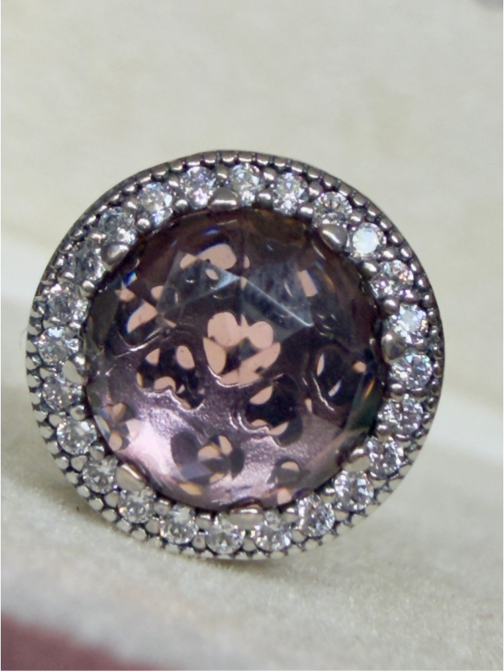 Pandora Radiant Hearts Charm with Blush Pink Crystal and Clear Zirconia - 791725